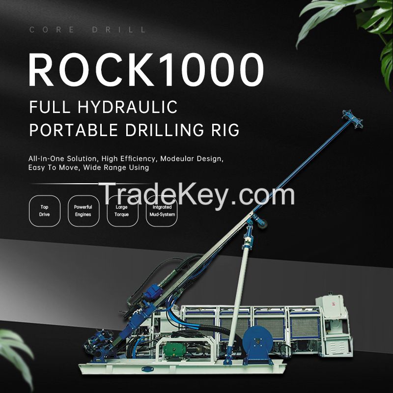 Made in China ROCK1000 Fully Hydraulic Portable Drilling Rig
