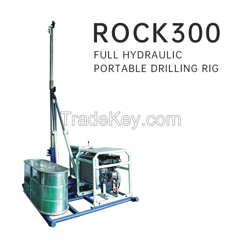 Made in China ROCK300 Fully Hydraulic Portable Drilling Rig