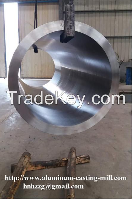 Roller shell for cast rolling mill