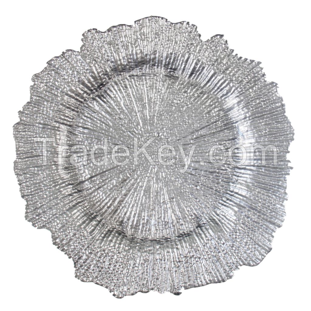 Wholesale 13 inch Silver Rose Gold Reef Charger Plates Decoration Placemats for Wedding Party Elegant Reception