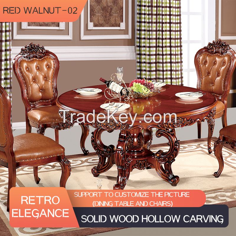 European dining table and chairs set, dining room furniture European round table, etc.