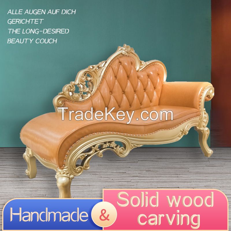 European style chaise longue leather lazy susan sofa bed bedroom living room beauty couch