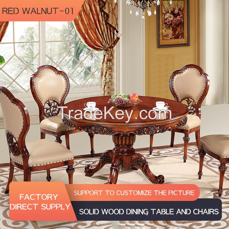 European dining table and chairs set, dining room furniture European round table, etc.