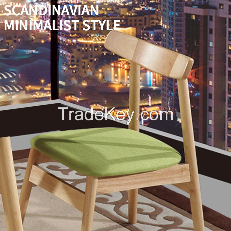Scandinavian all solid wood dining table small dining table modern minimalist rubber wood table and chairs set.