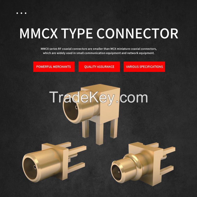 MMCX series RF coaxial connectors are smaller than MCX miniature coaxial connectors, which are widely used in small communication equipment and network equipment.