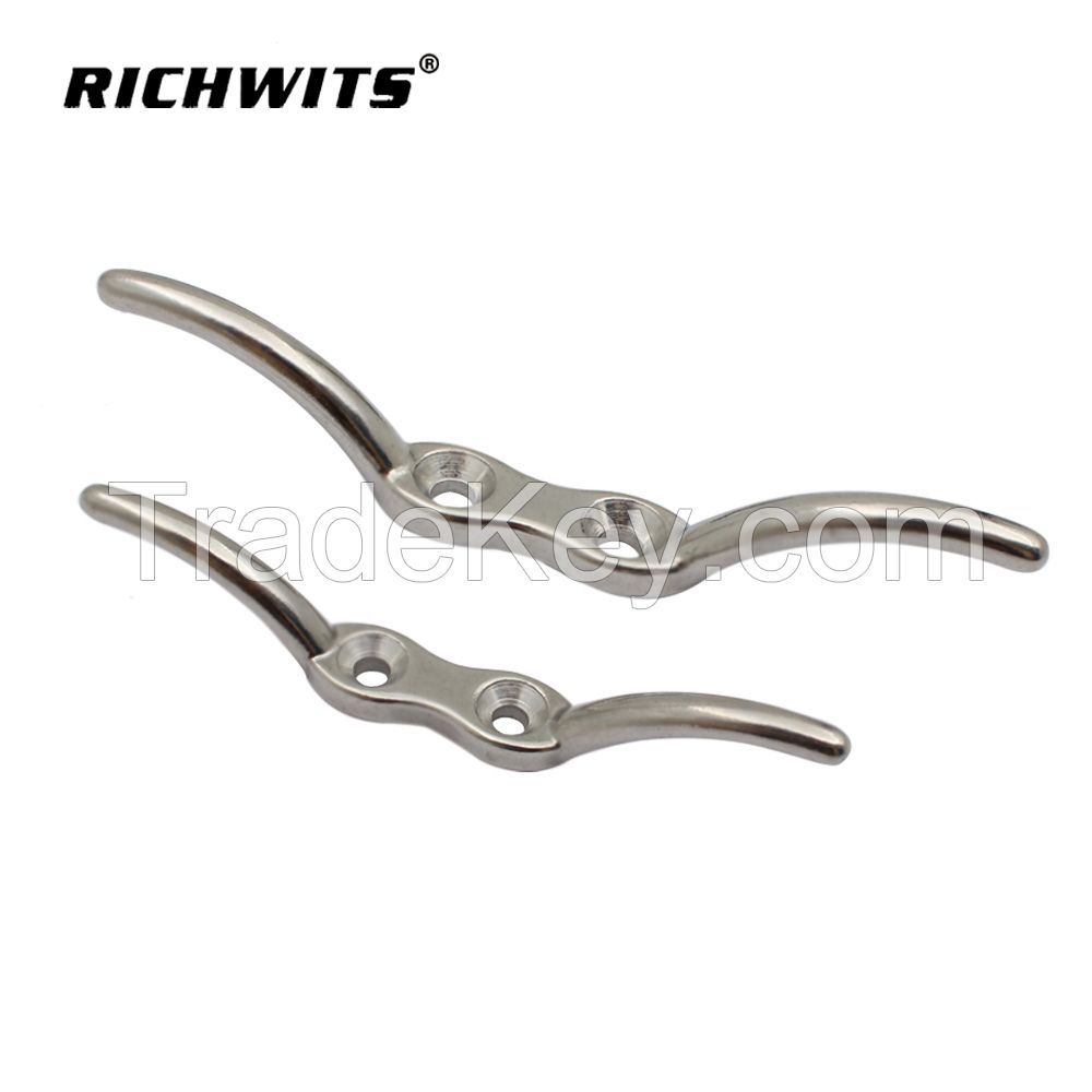 Marine 316 Stainless Steel Flagpole Hook Rope Mooring Cleat For Yacht