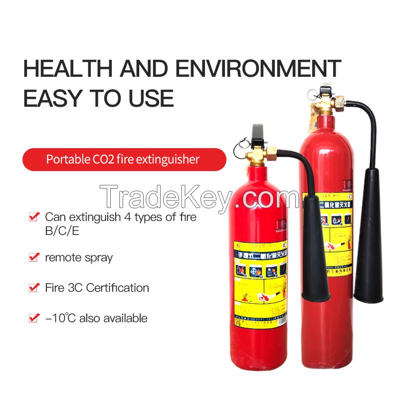 Portable carbon dioxide fire extinguishers for extinguishing flammable liquids