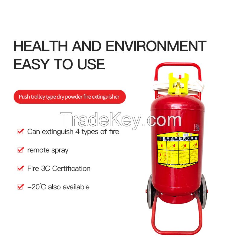 Cart type dry powder fire extinguisher is non-toxic, odorless, non conductive and can be stored for a long time.