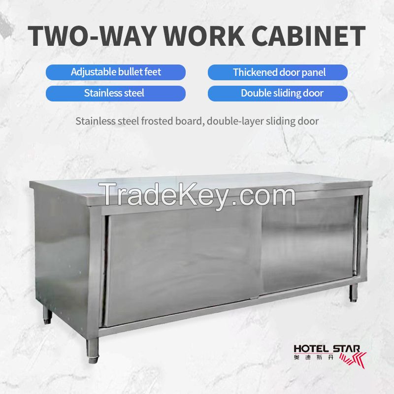 Commercial kitchen double pass working cabinet