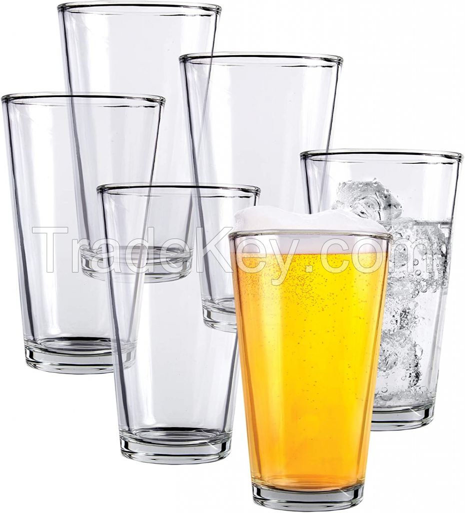 Highball Glass Cups16oz Drinking Glass Ideal for Water, Juice, Cocktails, and Iced Tea. Dishwasher Safe