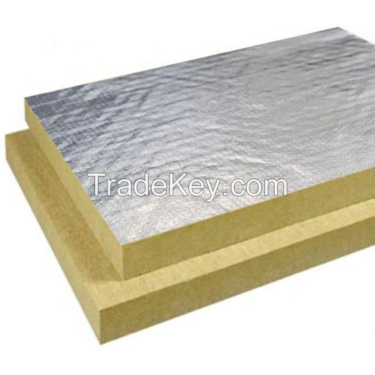 80kg/m rock wool fireproof board mineral wool insulation board with foil facing