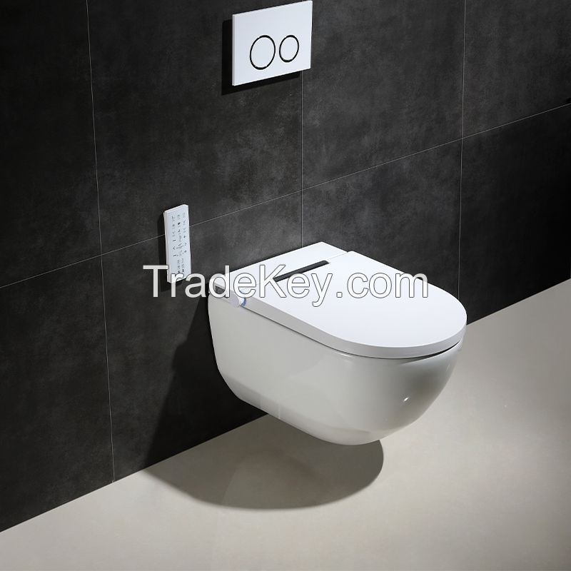 Hanging intelligent toilet features power-off flushing, luminous lighting, leakage protection and off seat flushing