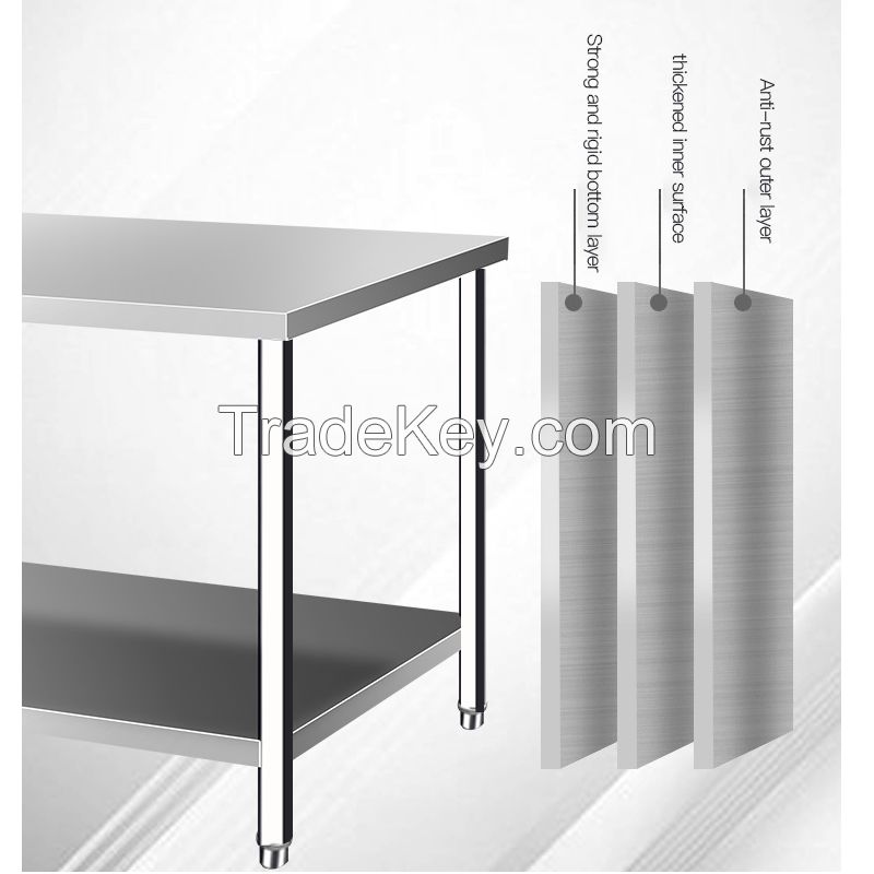 Kitchen double stainless steel worktop
