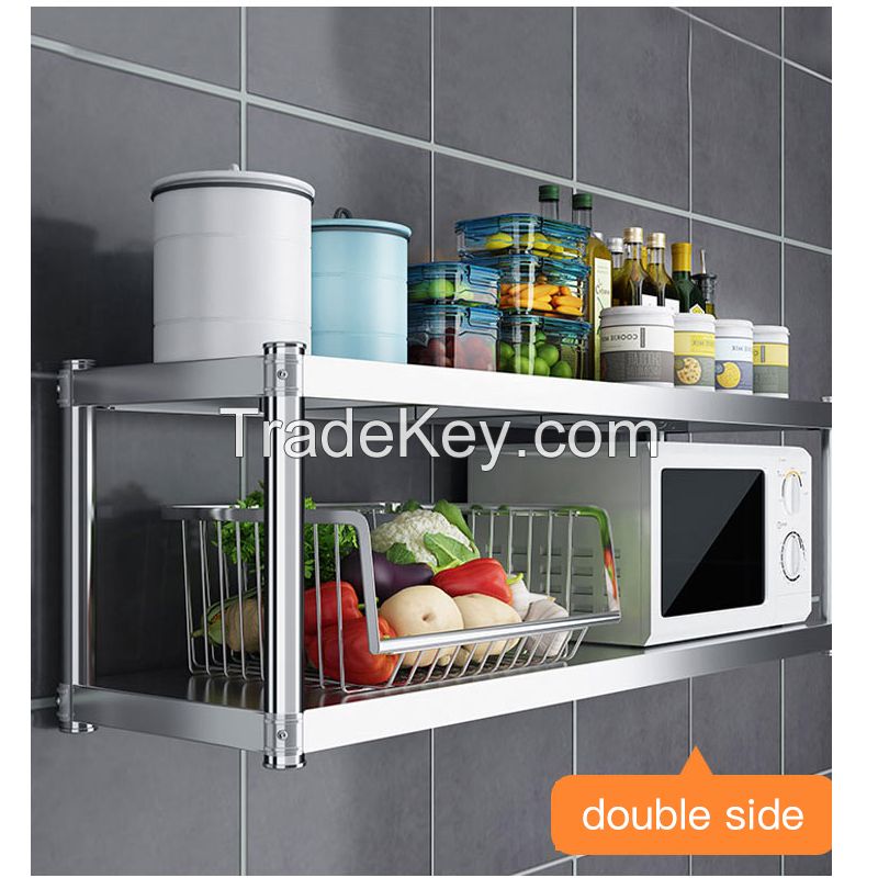 Double-layer stainless steel wall-mounted shelf
