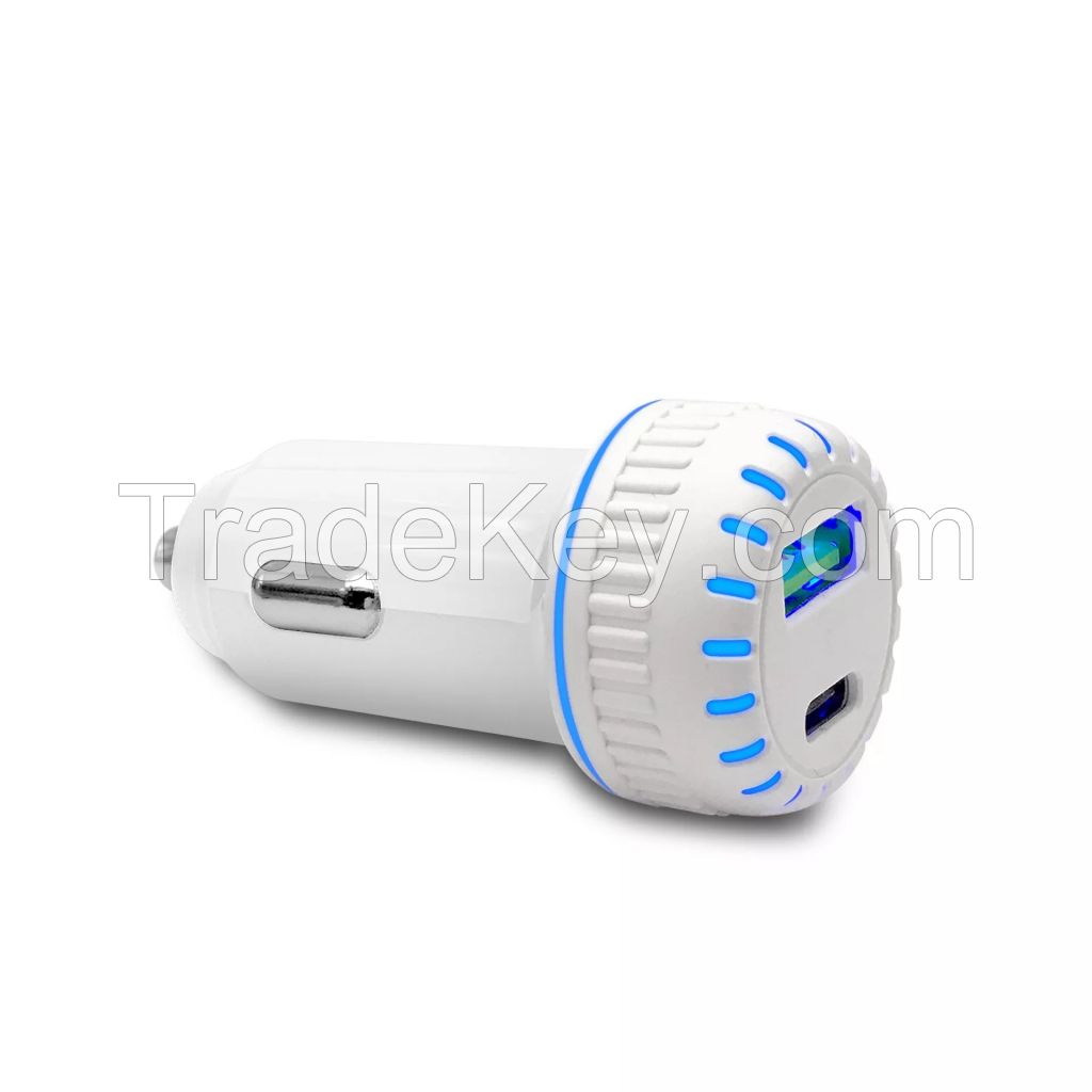 LED Display Quick Charge 5V 2.4A 18W Mobile Phone Plastic USB Car Charger