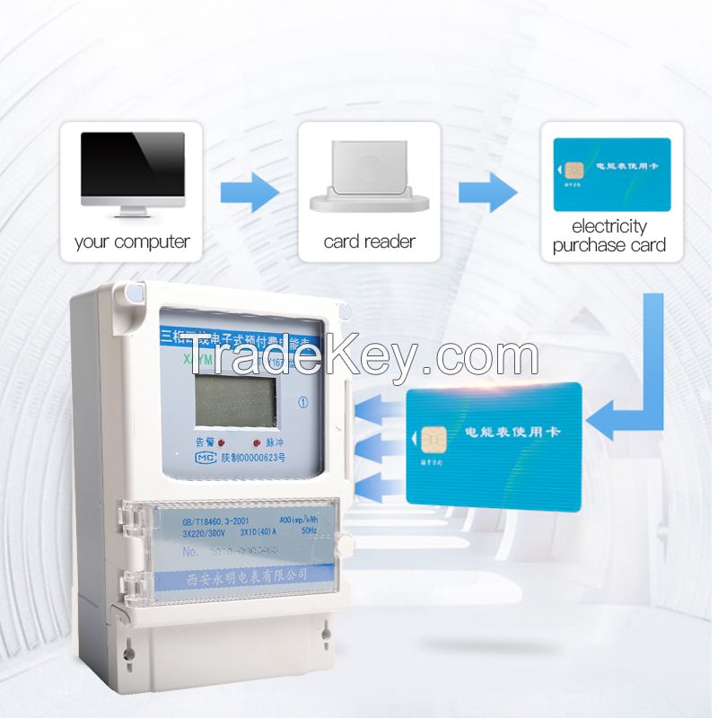 Single-phase three-phase four-wire electronic prepaid energy meter