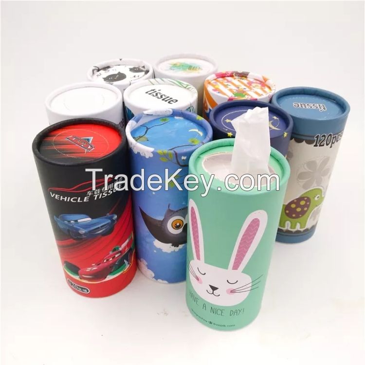 Traveling Tissues Round Cylinder Box Facial Tissues Tubes Disposable Perfect Fit for Car Tissue Cup Holder