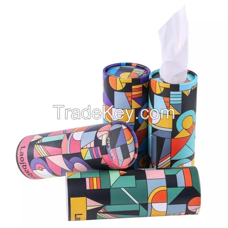 colorful paper round gift box facail tissue with print