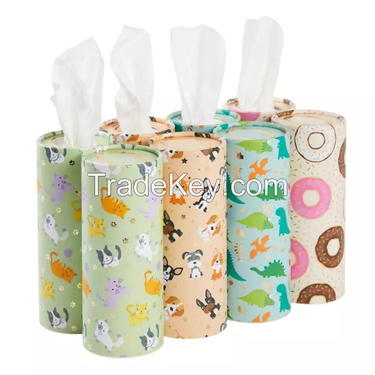 colorful paper round gift box facail tissue with print 