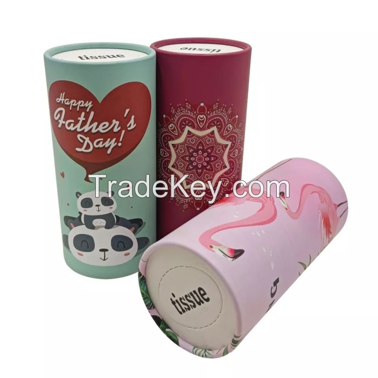 Traveling Tissues Round Cylinder Box Facial Tissues Tubes 