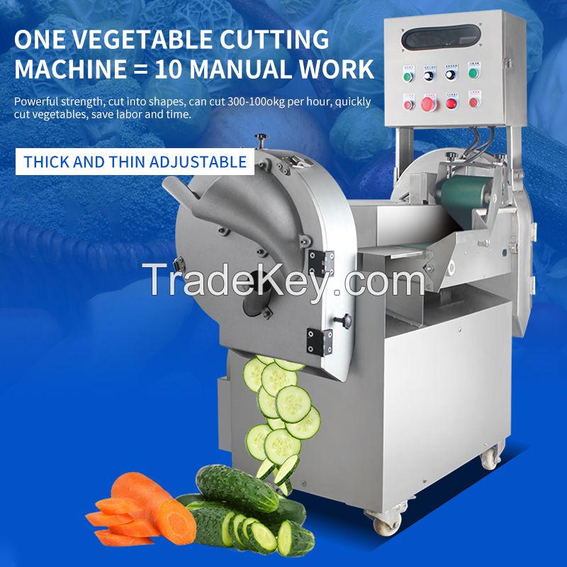 The vegetable cutting machine is multi-purpose, and the size of the vegetable cutting specifications can be adjusted according to different needs, which is convenient and fast