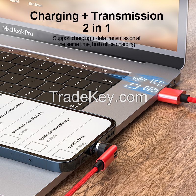 Mobile Accessories 3 in 1 540 Degrees Rotating Lightning Charger USB Lead to Phone Magnetic Charging Cable Line Power Supply 