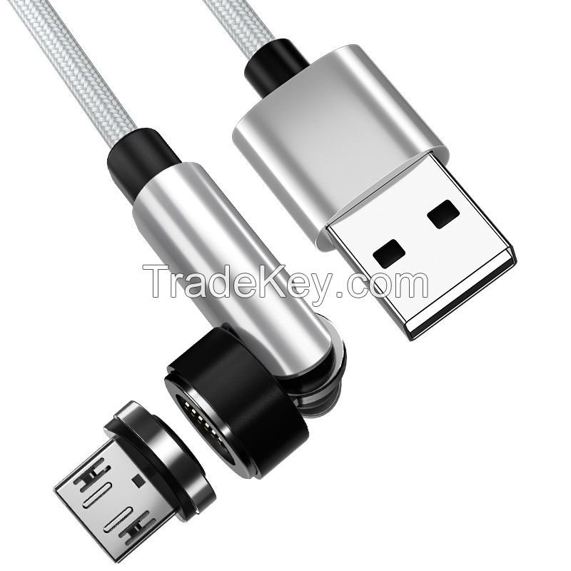 Mobile Phone Accessories 3 in 1 540 Degrees Rotating Lightning Charger USB Lead to Phone Magnetic Charging Cable Line Power Supply