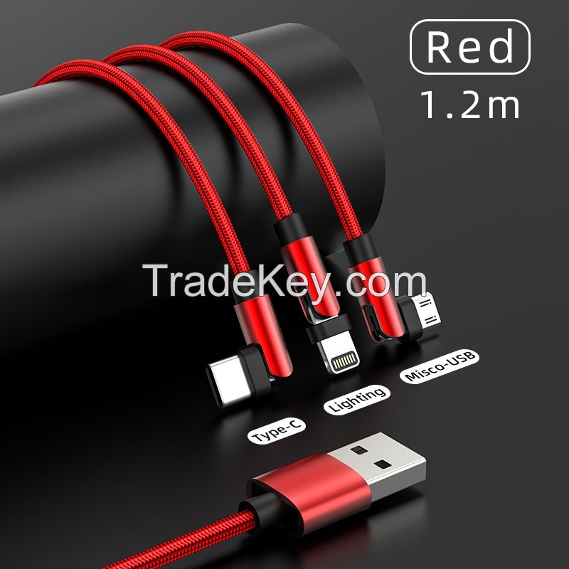 Factory Wholesale Mobile Phone Accessories 3 in 1 540 Degrees Rotating Lightning Charger USB Lead to Phone Magnetic Charging Cable Line Power Supply