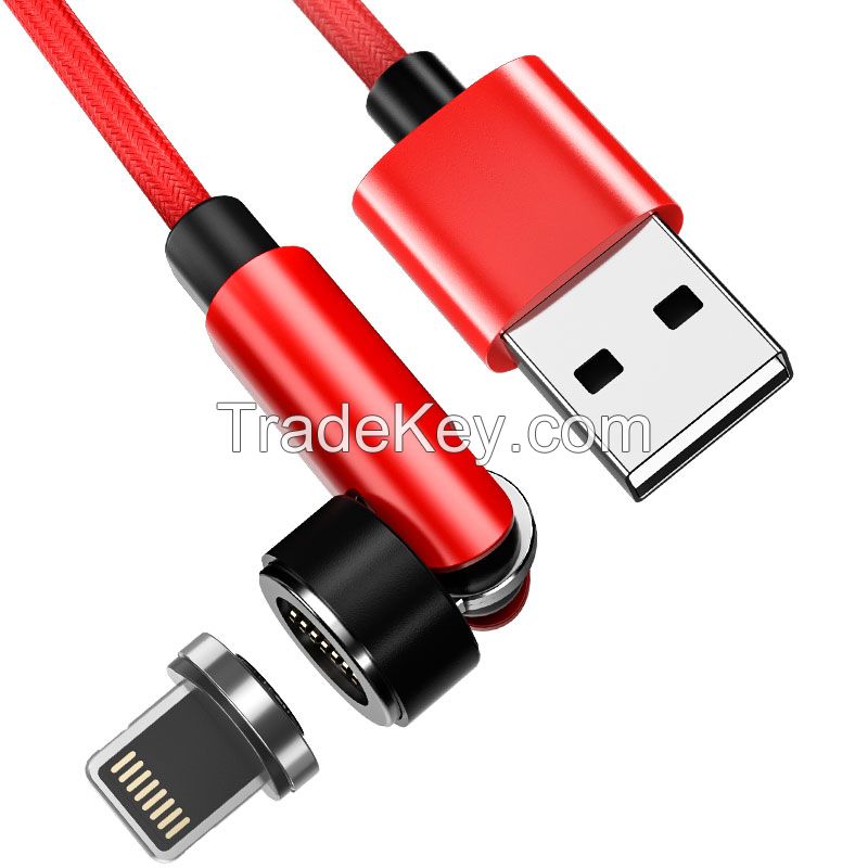 Mobile Phone Accessories 3 in 1 540 Degrees Rotating Lightning Charger USB Lead to Phone Magnetic Charging Cable Line Power Supply 
