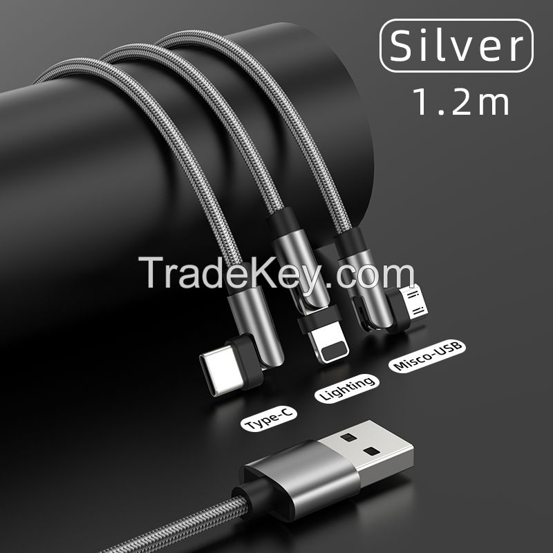  Factory Wholesale Mobile Phone Accessories 3 in 1 540 Degrees Rotating Lightning Charger USB Lead to Phone Magnetic Charging Cable Line Power Supply 