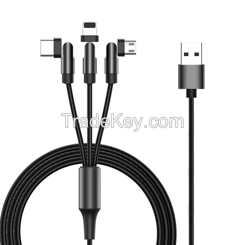  Factory Wholesale Mobile Phone Accessories 3 in 1 540 Degrees Rotating Lightning Charger USB Lead to Phone Magnetic Charging Cable Line Power Supply 