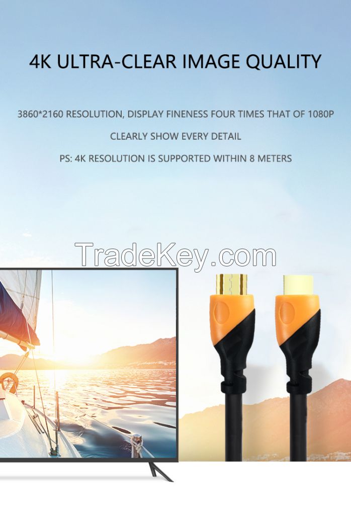 High-speed Golden Plated Hdmi Cable 2.0 Version 3D 4K Bare Copper Hdmi Cable