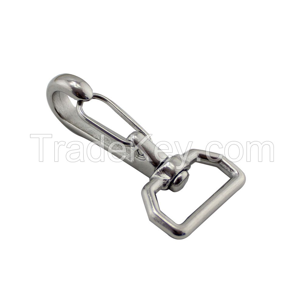 High Quality rigging hardware safety harness Stainless Steel 304/316 Simple Spring Snap Hook 65*28mm carabiner Swivel Spring Snap Hook