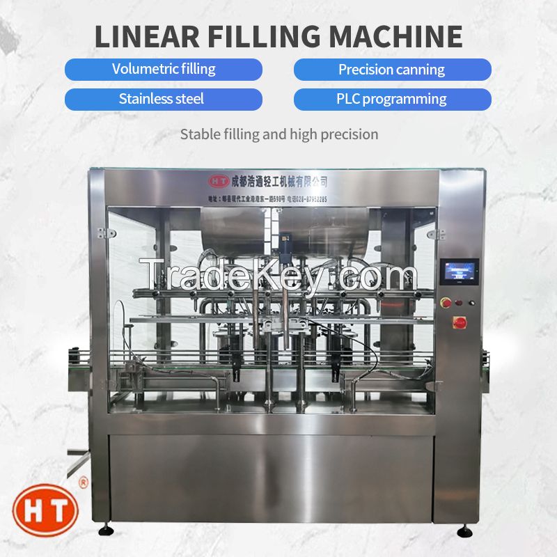 The linear filling machine meets the filling dosage of 100-1000ml. The whole machine is made of 304 stainless steel, etc.