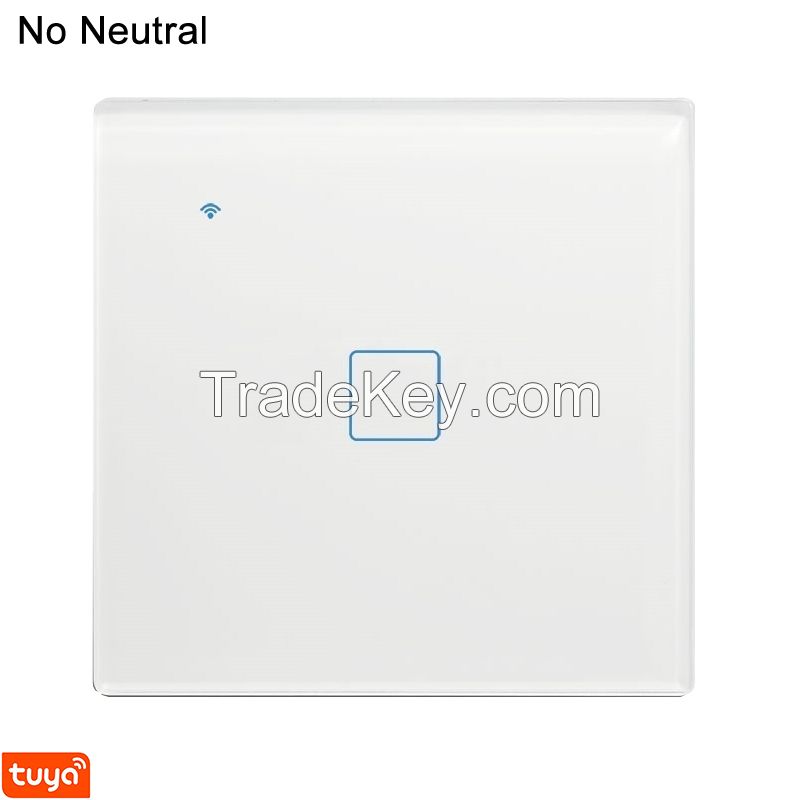 EU No Neutral Switch Wifi smart KAISI 1 2 3 4 GANG 86*86mm Glass inteligente tuya wall touch switch