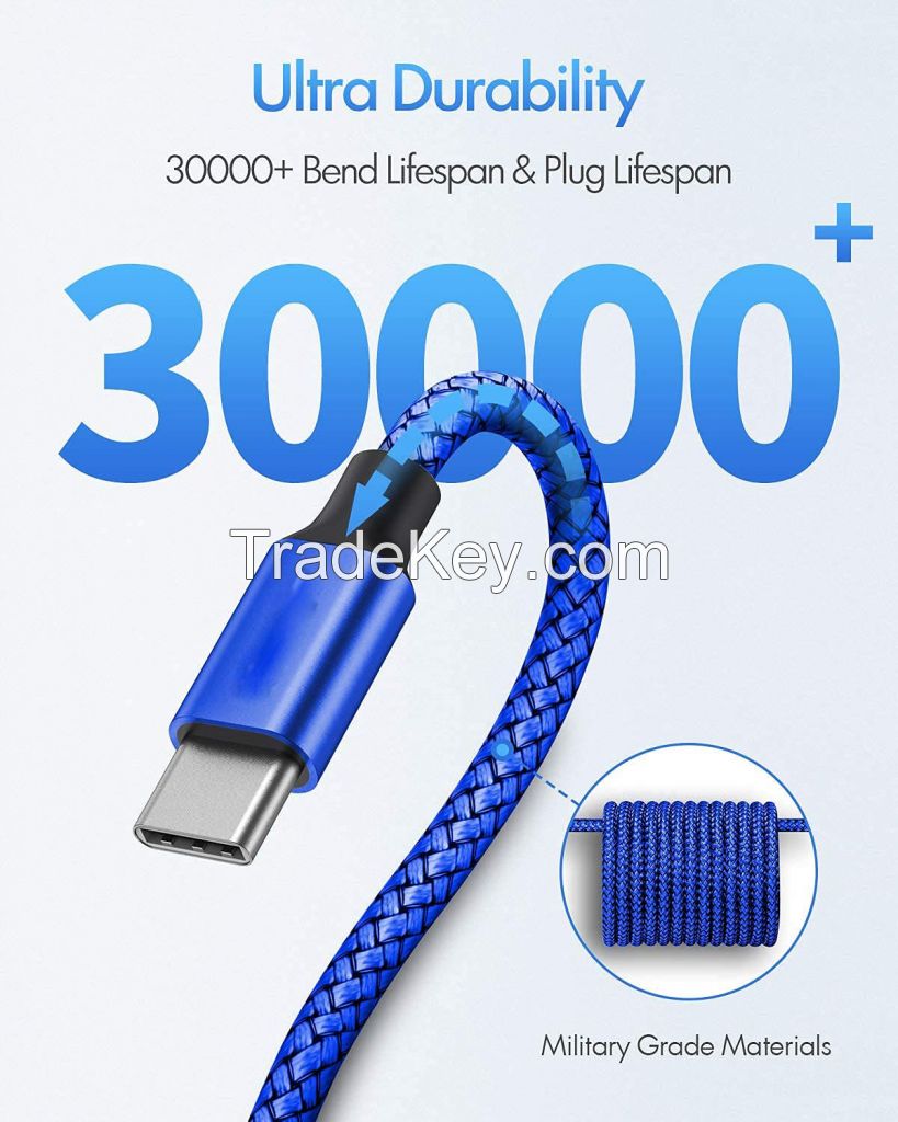 USB C Cable 3A Fast Charge, etguuds USB A to Type C Charger Cord Braided for Samsung Galaxy A10e A11 A13 A03s A32 A50 A51 A52 A53 A71, S22 S21 S20 S10 S9 S10E, Note 20 10 9, Moto G7 G8