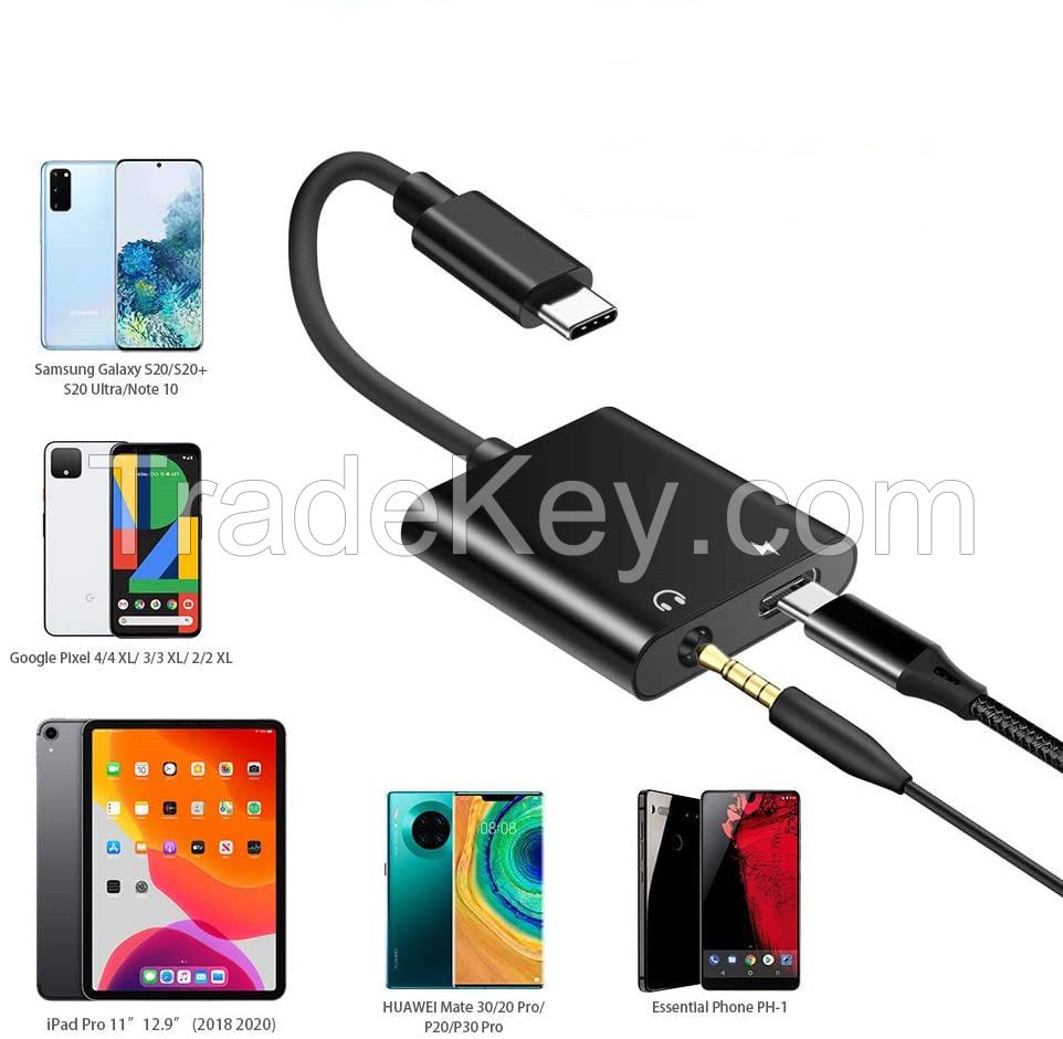 DAC 2 in 1 for type-c to 3.5mm  Audio Adapter cable with fast charging