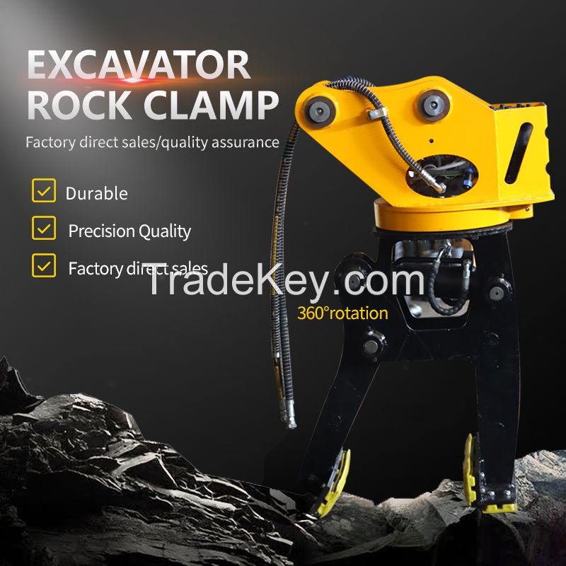Hydraulic excavator clamping stone machine 360 Â° rotation construction , road construction, paving two sides of the road stone