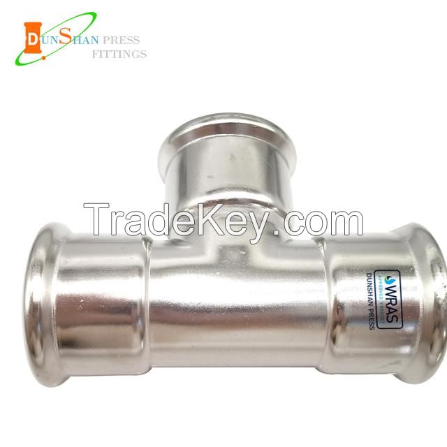 Press fittings DVGW/WRAS/ISO9001/CE Stainless Steel M 90 equal tee