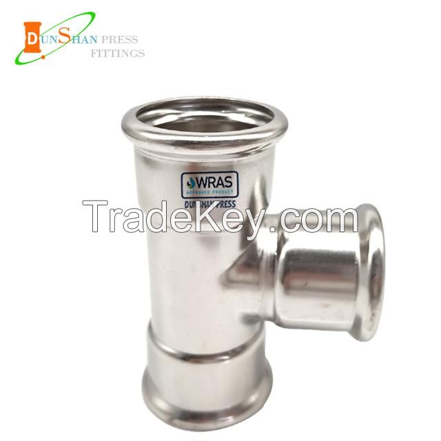 Press fittings DVGW/WRAS/ISO9001/CE Stainless Steel M 90 equal tee