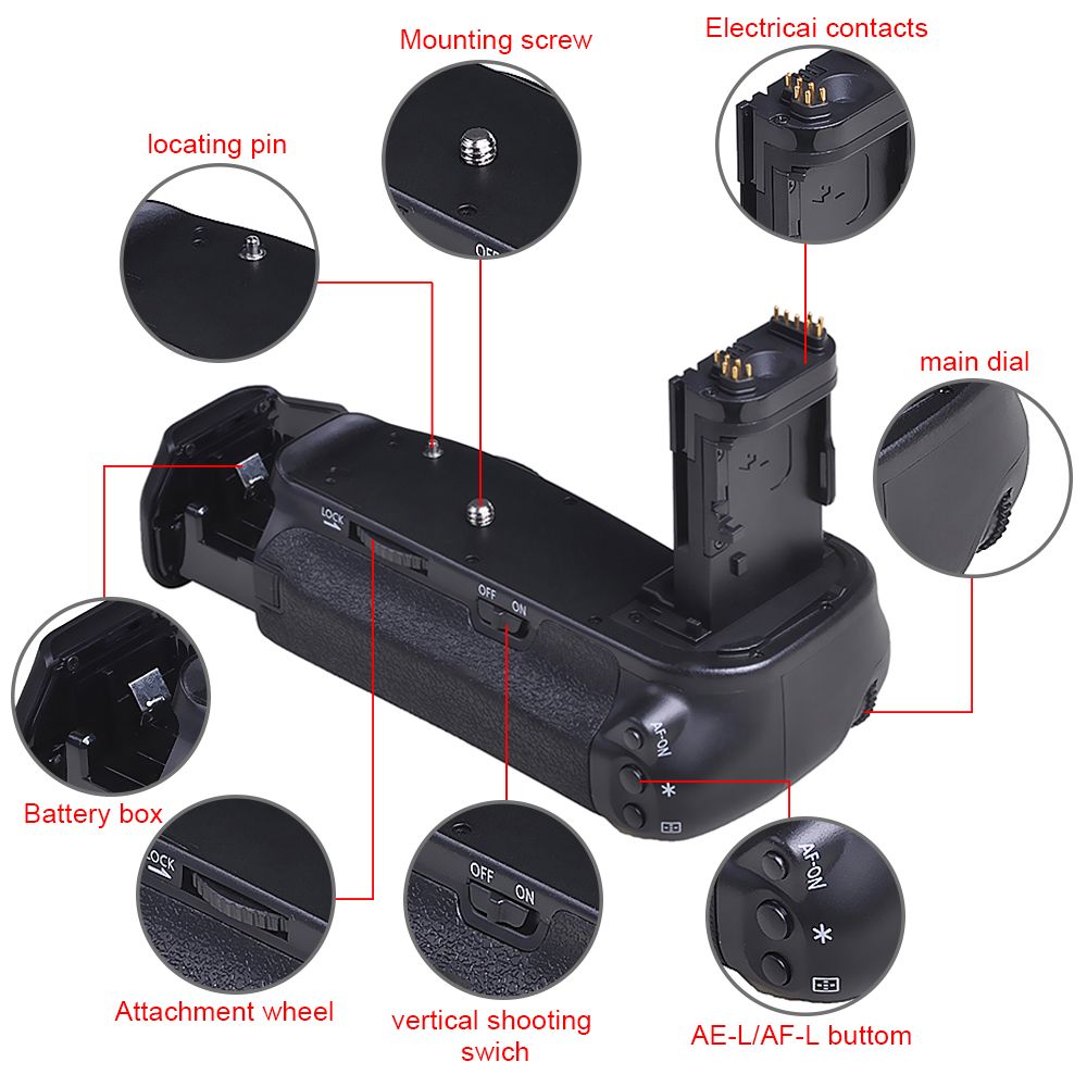 BG-E13 Battery Grip for Canon EOS 6D DSLR Camera function as MK-6D use LP-E6 battery or 6X AA Batteries