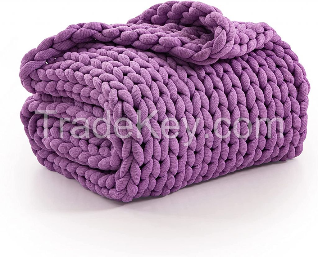 Amazon hot sell knitted weighted blanket chunky blanket
