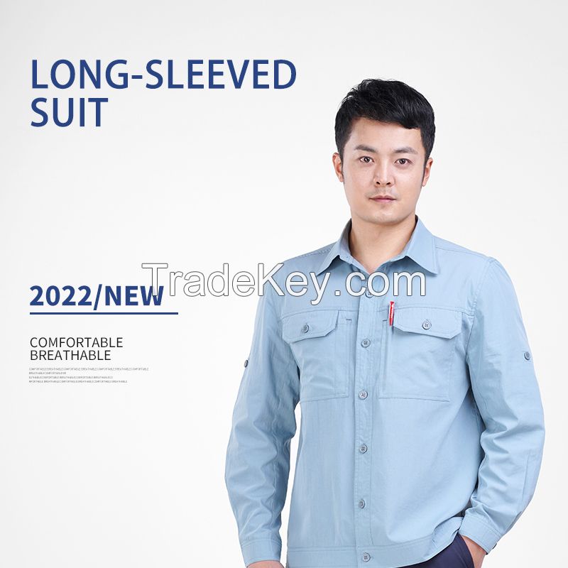 Summer work clothes thin long sleeve men's maintenance labor protection clothes automobile maintenance clothing logistics workshop factory clothing tooling height 160-190, wearable Starting from 10 sets