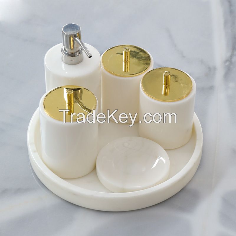Ornament series-polished surface bathroom six-piece set