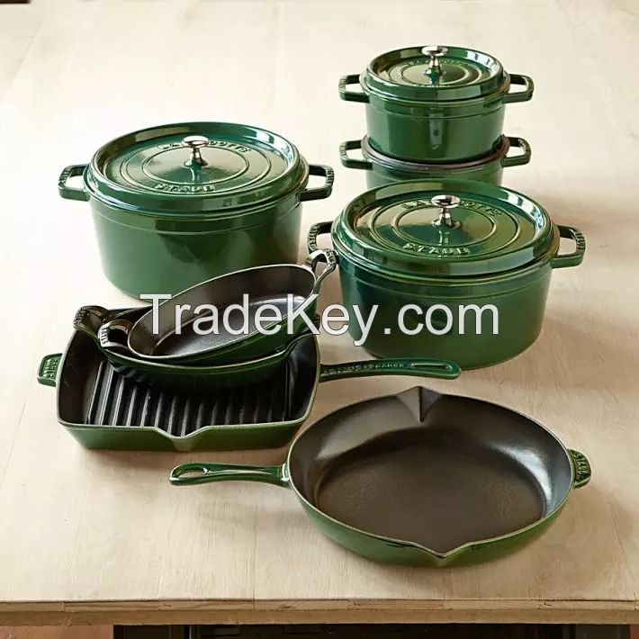 Manufacturing Cast Iron Enamel Cooking Pot Frying Pan Kitchen Casseroles Cookware Set Dutch Oven OEM/ODM