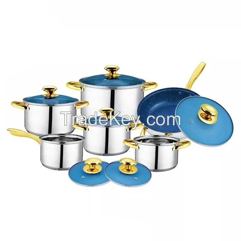 Factory Supply 20-Piece Multi-Ply Stainless Steel Cookware Set casserole high-end popular pots and pans OEM