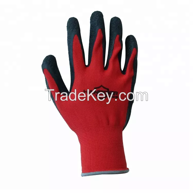 13 Gauge Polyester Custom Logo Dipped Latex Full Coated Construction Protective Gloves