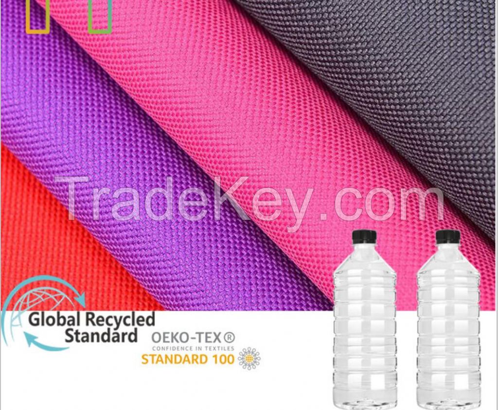 In stock 600d Eco-friendly GRS recycled polyester 100% hosste RPET 210D 300D 600D 900D Printed PU PVC oxford fabric