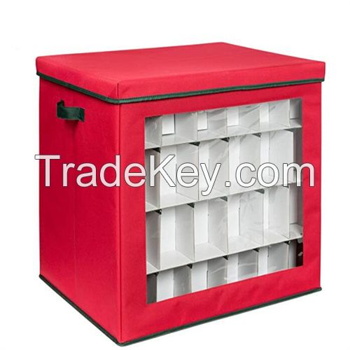 48-Cube Ornament Storage Container, Red Storage Box, Storage Bins