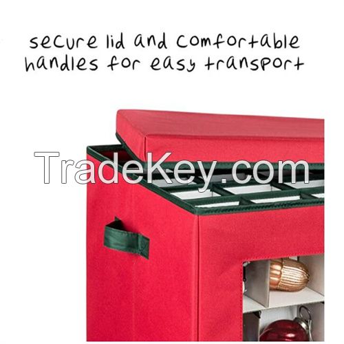 48-Cube Ornament Storage Container, Red Storage Box, Storage Bins